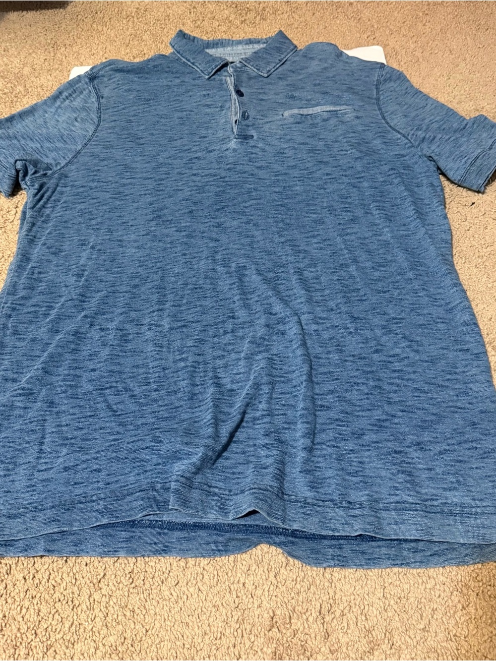 Banana Republic Heathered Blue Short-Sleeve Polo